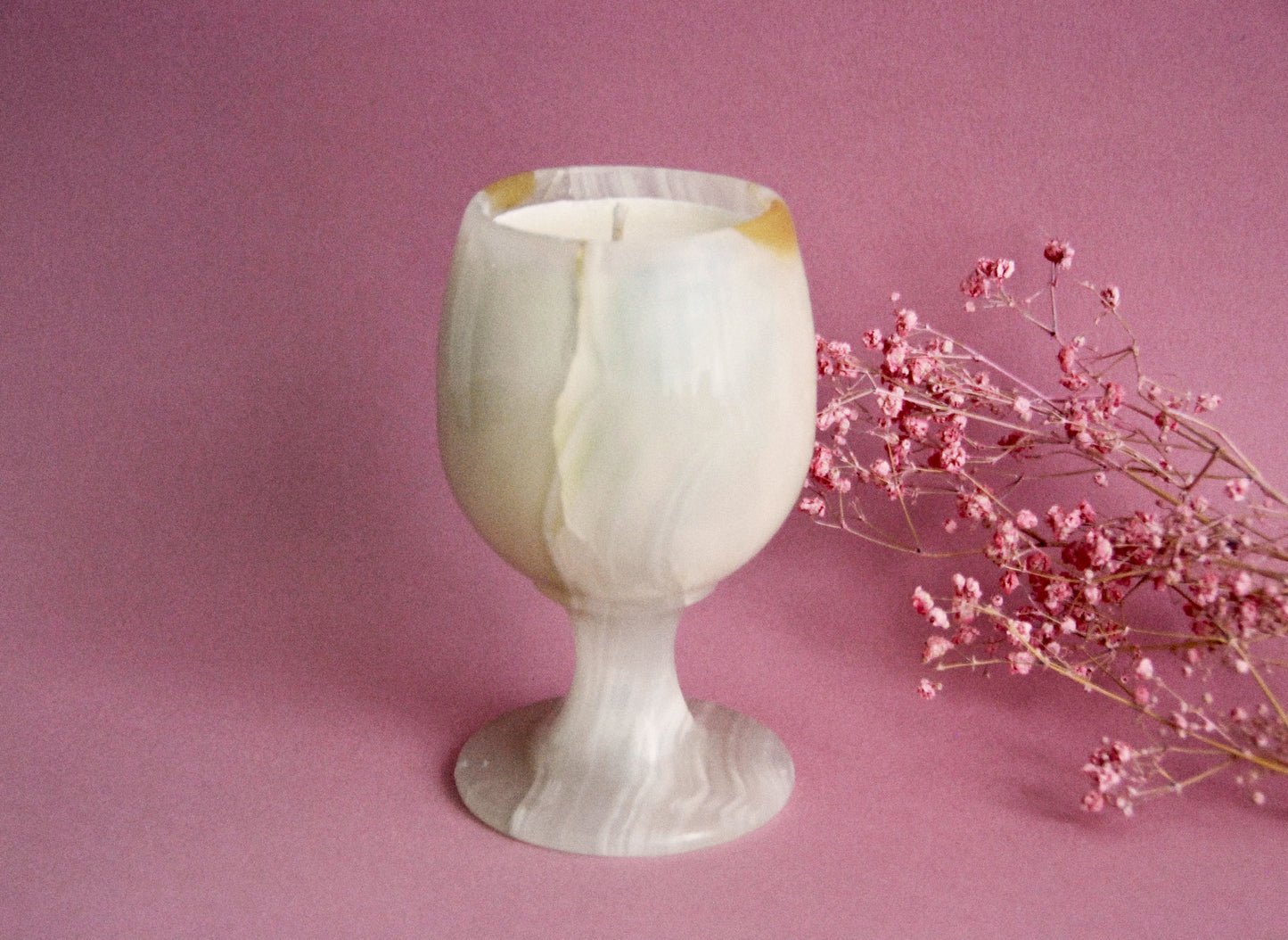 #0005 - Verre à pieds en marbre crème