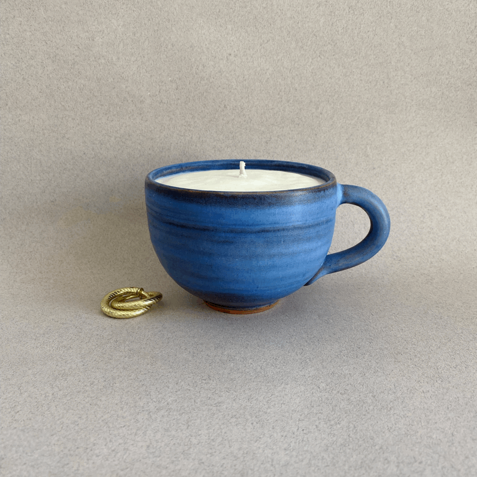#0181 - Grande tasse en terre cuite azur