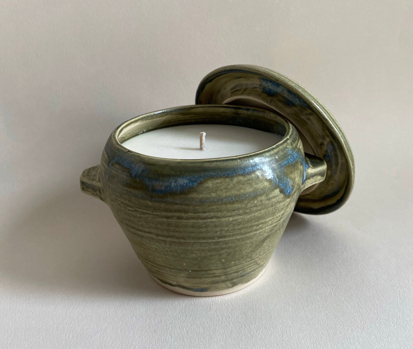 #0106 - Pot en grès vert sauge & turquoise